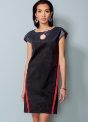 1530  VOGUE BETZINA STRETCH KNITS LOOSE CONTRAST YOKE DRESS, TOP PATTERN UNCUT ABC-GHIJ